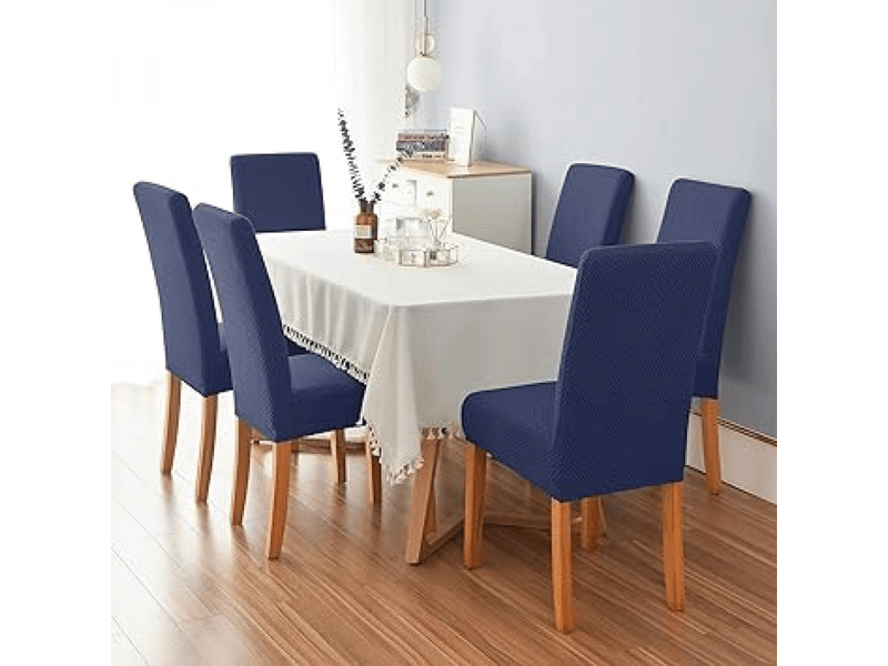  Housses de chaises bleu marine, housses de chaises de salle à manger douces et extensibles, très faciles à nettoyer, motif floral, adaptées à la déco XLH-ZLS-009250ZLS - Conforama B