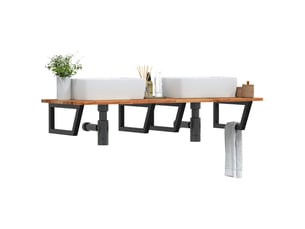 Étagère de vasque murale acier et bois massif d'acacia shl338