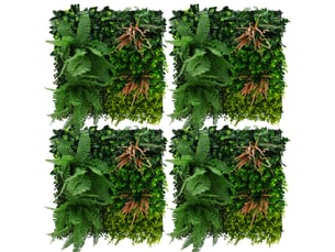 Ecd germany mur végétal artificiel réaliste tropical mix, 50x50 cm vert 1 m², feuillage décoratif dense haie synthétique clôture fausse plante brise-vue avec protection uv pour intérieur extérieur