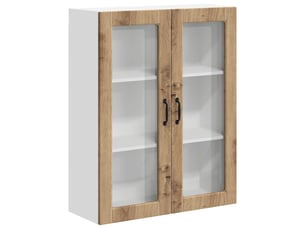 Meuble mural de cuisine, cabinet en verre mural chêne artisanal 80x31x100cm shl2307