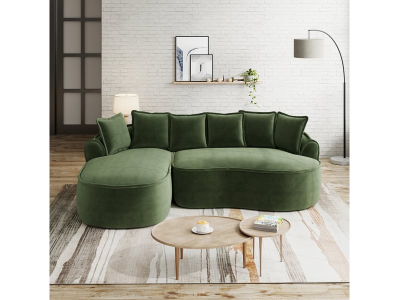  Canapé nuage modulable 3 places en chenille vert, convertible avec méridienne  - Conforama B
