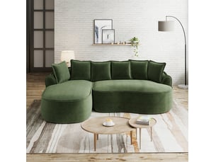 Canapé d'angle compressé gauche fixe <strong>MAISENTIEL</strong> <strong></strong> 3 places Tissu Vert