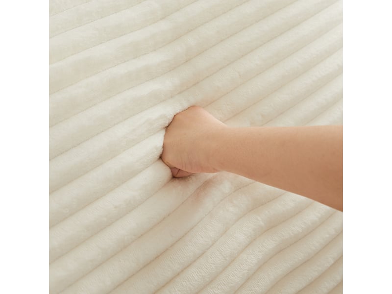  Canapé modulable 211 cm en velours côtelé beige avec dossier triangulaire  - Conforama W