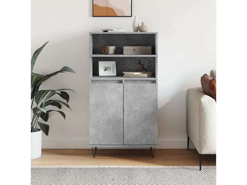  Buffet haut - bahut - meuble de rangement gris béton 60x36x110 cm bois d'ingénierie  - Conforama B
