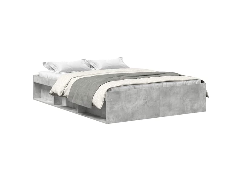  Lit double- lit adulte -  cadre de lit sans matelas gris béton 135x190 cm  - Conforama A