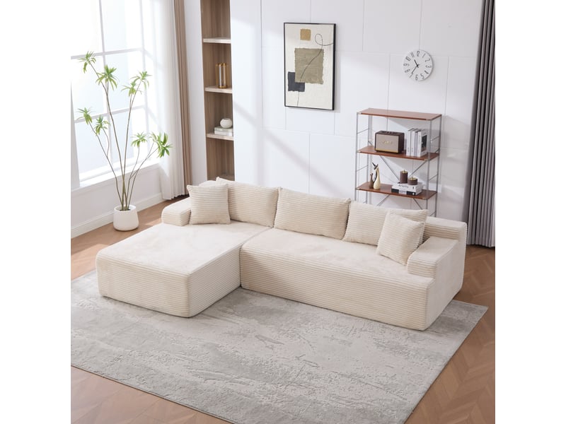  Canapé modulaire en tissu - tissu chenille doux - rembourrage mousse haute élasticité 30d - fond antidérapant Ivoire - Conforama B