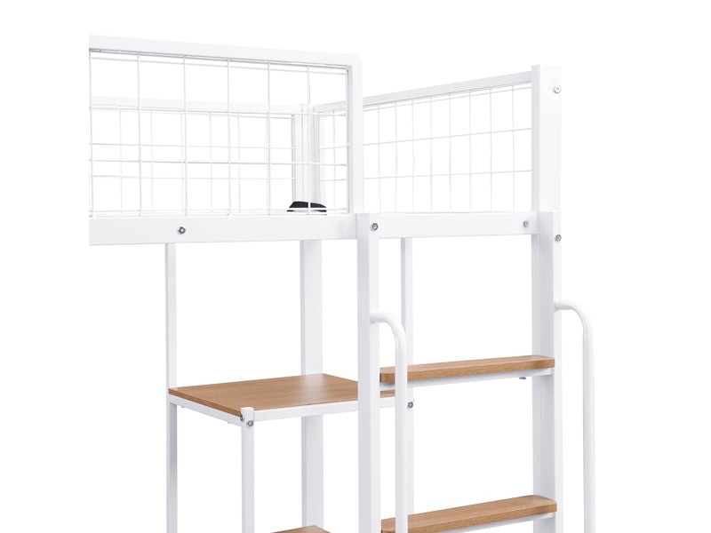  Lit mezzanine enfant 90x200 cm blancnaturel avec bureau, étagères, échelle 5 marches, barrières et en 747 Fay Lum - Conforama D