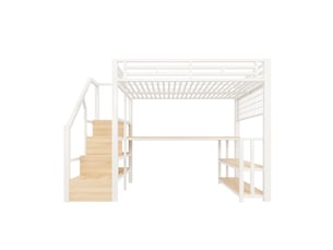 Lit mezzanine 140x200 cm <strong>ZOVIRA</strong>  <strong></strong> coloris blanc