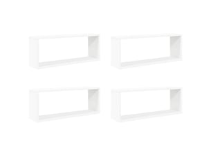 Lot de 4 étagères murales cube, étagères suspendues blanc 60x15x23 cm bois d'ingénierie cf43243