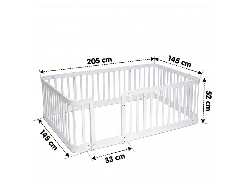  Parc bébé modulable 140×200 cm, coins arrondis et fond anti-pincement  - bois blanc, sans matelas  - Conforama D