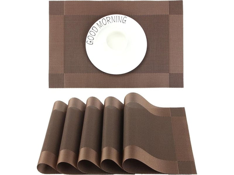  Sets de table pvc antidérapant lavable résiste à la chaleur rectangulaire vinyle set de table pour restaurant, table à manger en cuisine ou salle à manger, 45 x 30 cm lot de 6  - Conforama A