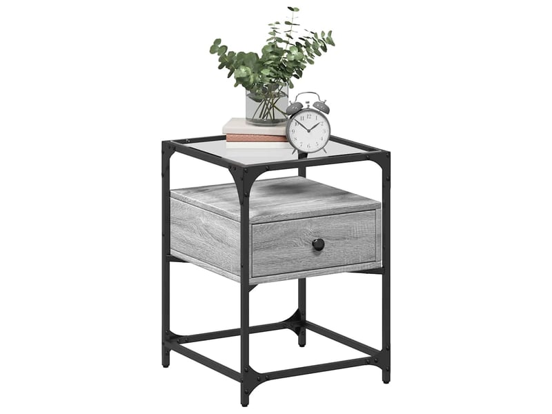  Lot de 2 tables de chevet - cabinet de chevet - table de nuit sonoma gris 40x40x55 cm bois ingénierie  - Conforama B