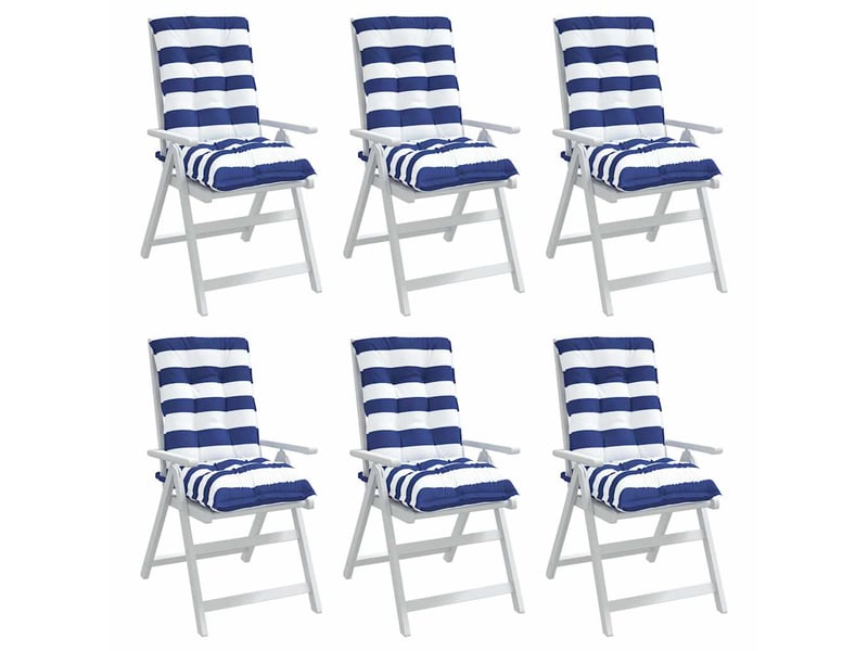  Lot de 6 coussins d'extérieur, coussins de chaise tissu rayé bleu et blanc cf56442  - Conforama D