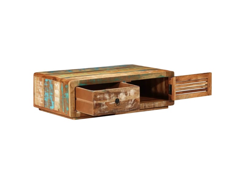  Table basse - table de salon - table à thé 89x55x29 cm bois de récupération massif  - Conforama E