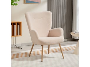 Fauteuil avec accoudoirs en tissu bouclette beige 71x74x97,5 cm