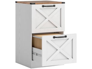 Caisson de bureau avec 2 tiroirs, dossiers suspendus pour formats lettrea4, style rustique, 40x40x71cm, blanc