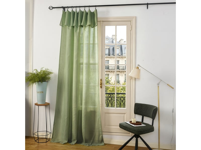  Rideau ajustable 140 x 270 cm + 8 anneaux pinces effet lin evasion romarin CP-EVASION-ROMARIN - Conforama A