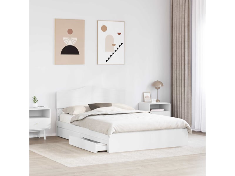  Lit double- lit adulte -  lit de rangement réglable blanc 140 x 200 cm bois d'ingénierie  - Conforama B