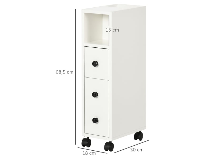  Porte-papier toilette – armoire à papier toilette – 3 étagères + tiroir coulissant – finition blanche  - Conforama E