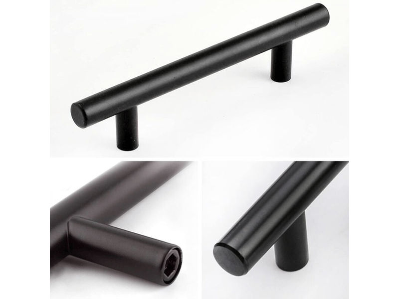  Paquet de 10 tirants de porte noirs de 160 mm en acier inoxydable pour meubles et armoires avec vis.  - Conforama B