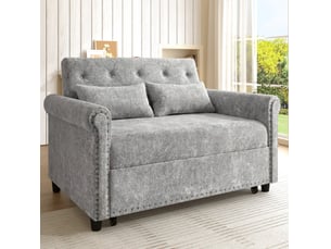 Canapé convertible ulevr 2 places 120 x 80 x 82 cm, dossier réglable 3 positions, couchage 170 x 98 cm, tissu chenille gris