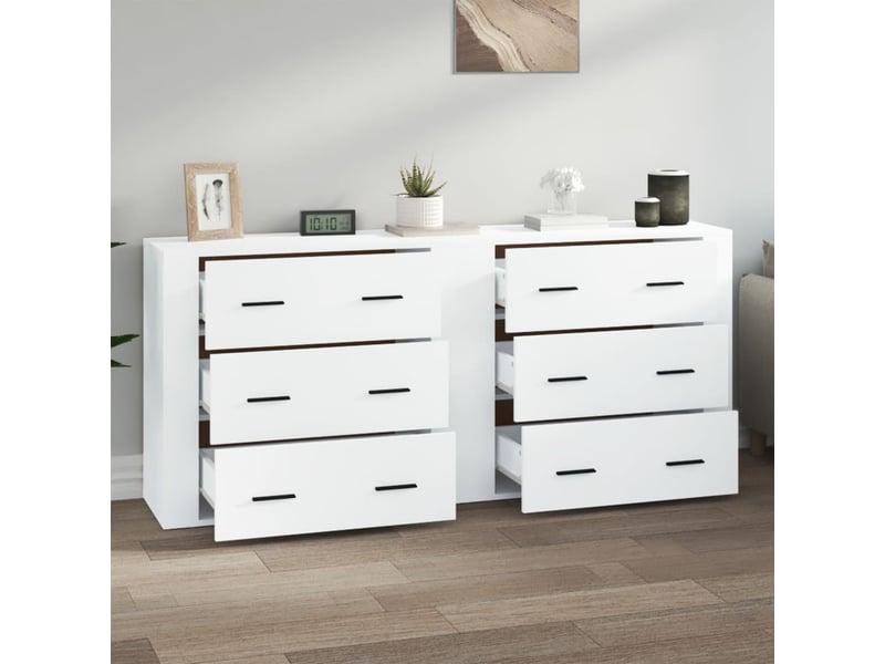  Buffets 2 pcs - bahut - meuble de rangement blanc bois d'ingénierie  - Conforama C