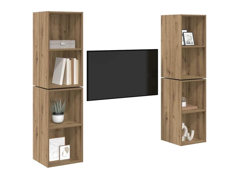  Ensemble meuble tv - banc tv - meuble de rangement 4 pcs chêne artisanal bois d'ingénierie  - Conforama C