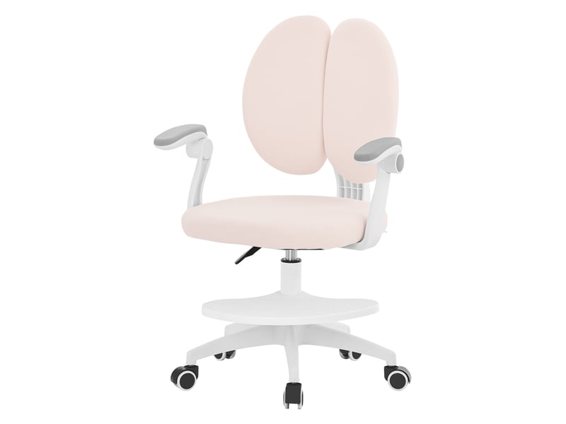 Ml-design chaise de bureau pour enfant 95-107 cm beige avec dossier divisé et repose-pieds siége d'étude ergonomique pivotant 360° hauteur réglable accoudoirs rabattables tissu respirant confortable  - Conforama A