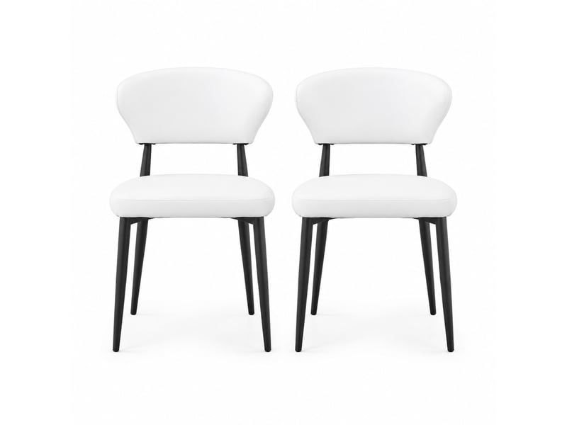  Lot de 2 chaises de salle à manger blanches et noires en pu avec pieds en métal  - Conforama A