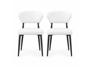 Lot de 2 chaises de salle à manger blanches et noires en pu avec pieds en métal