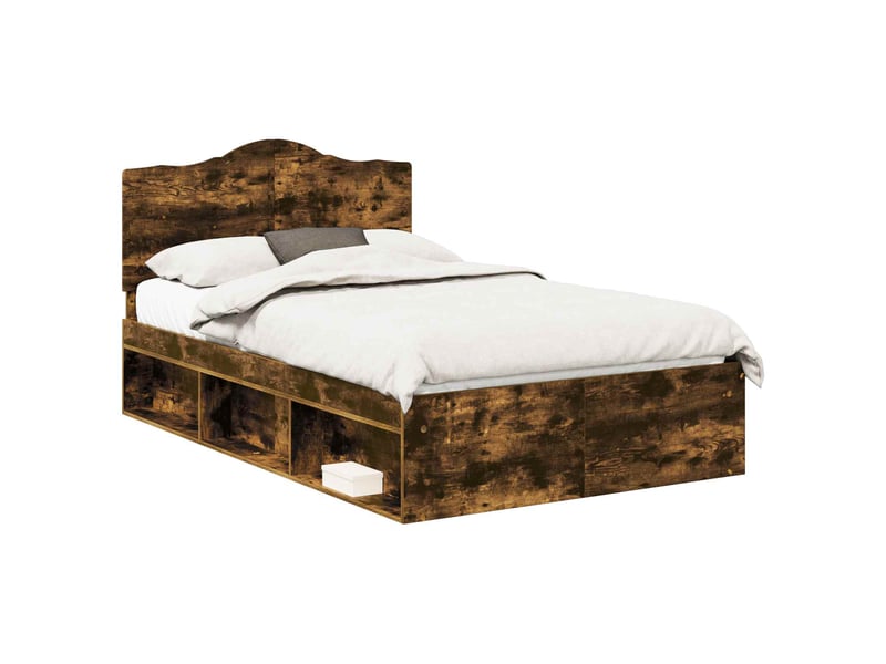  Lit double- lit adulte -  cadre de lit chêne fumé 120 x 190 cm pin massif  - Conforama A