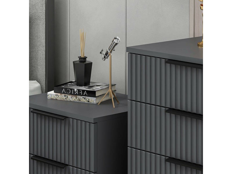  Commode vicente, 7 tiroirs, 72x42x77h cm noir anthracite Vicente - Conforama D