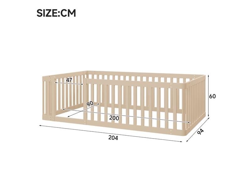 Lit enfant 90 x 200 cm avec barrières crème  - Conforama D