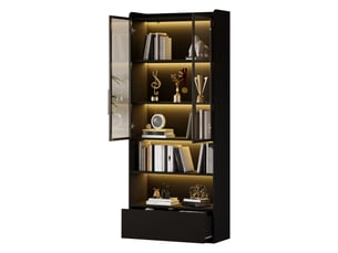 Vitrine coloris noir 4 étagère(s) MERAX vitrine noir - 80 cmx180 cm