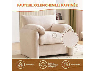 Fauteuil fixe  BLK Velours beige