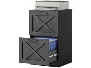 Caisson de bureau 2 tiroirs pour dossiers suspendus noir 40 x 40 cm