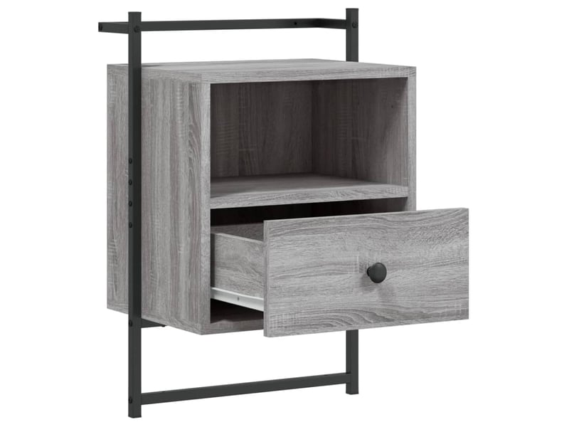  Lot de 2 table de chevet - cabinet de chevet - table de nuit murale sonoma gris 40x30x61 cm  - Conforama D
