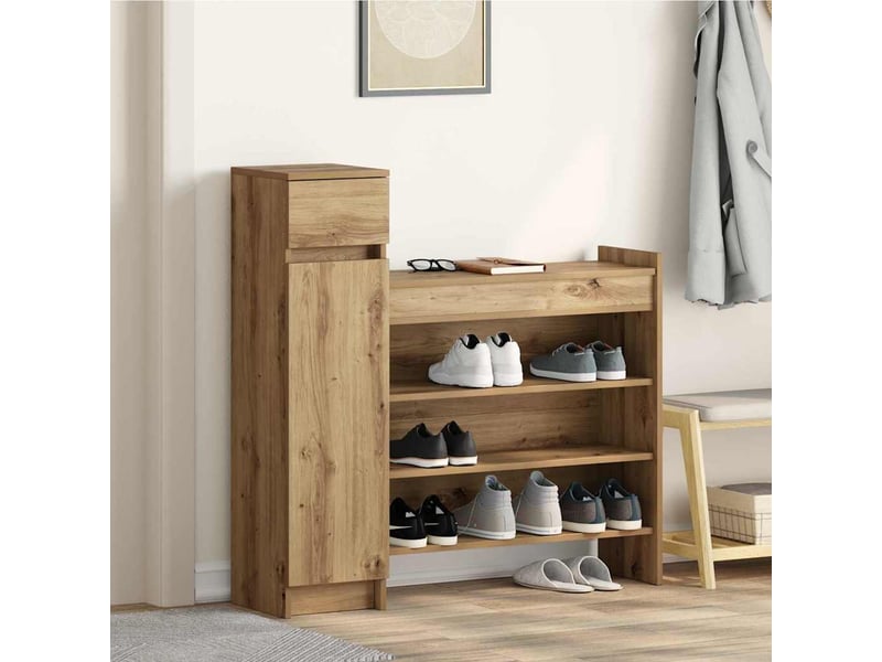  Meuble à chaussures, armoire à chaussures chêne artisanal 100,5x28x100 cm  - Conforama B