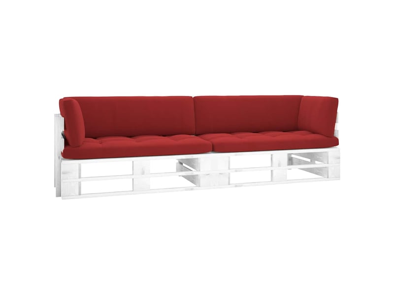  Canapé palette 2 places avec coussins pin imprégné de blanc  - Conforama A