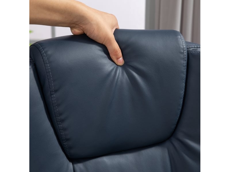  Chaise de bureau de massage avec 7 points de vibration, repose-pieds réglable et dossier inclinable, en cuir bleu  - Conforama D