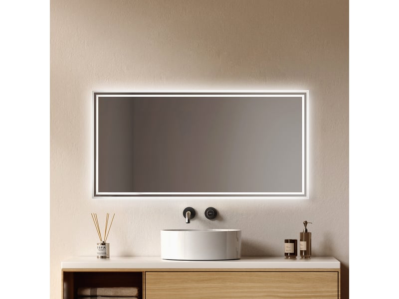  Emke miroir lumineux salle de bain 120x60cm, avec interrupteur à bouton, anti-buée, led éclairage lumière blanche froidechaude  - Conforama B