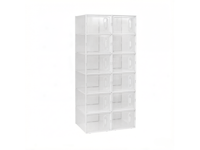  Boîtes à chaussures empilables tcqpz lot de 12 modulaires transparent et blanc 25 x 18,5 x 35,5 cm  - Conforama A