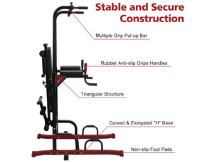 Power tower pull up bar station (includes workbench and bench), adjustable height multi-function power tower, stable strength training equipment, suitable for push-up training and abdominal exercises