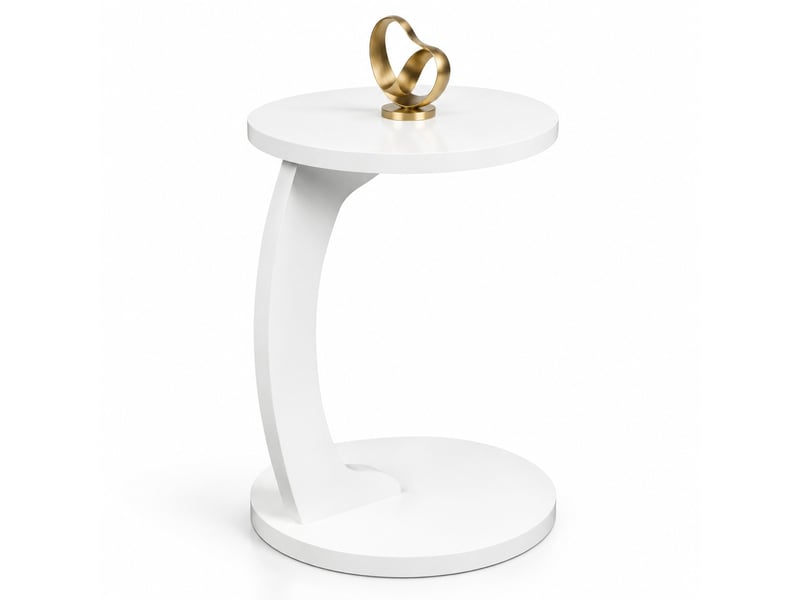  Table d'appoint ronde en c, avec plateau coulissant et base stable, pour canapé et lit, mdf blanc, ø 38 × 55 cm  - Conforama A