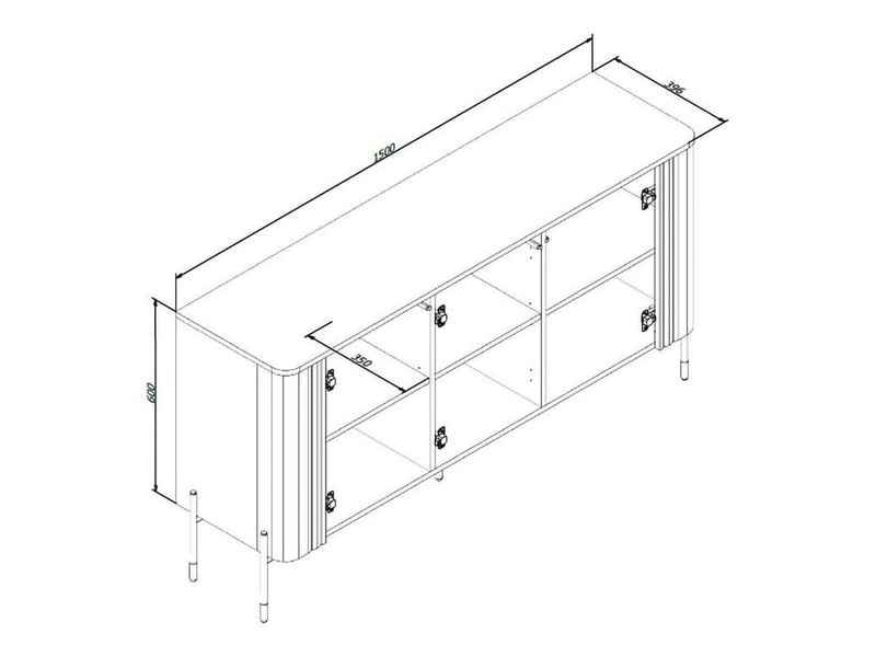  Buffet susegana, meuble 3 étagères, 150x40x80h cm brun noyer Susegana - Conforama D