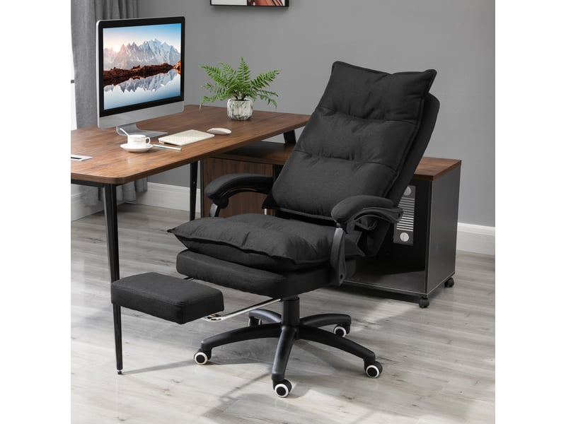  Fauteuil de bureau avec fonction massage, fauteuil de bureau ergonomique inclinable et pivotant, avec repose-pieds, noir  - Conforama C