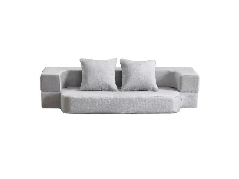  Canapé convertible 2 places pliable en tissu gris clair 190 x 102 x 42 cm  - Conforama A