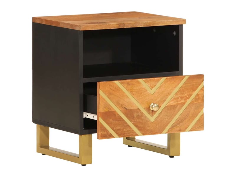  Lot de 2 tables de chevet - cabinet de chevet - table de nuit marron et noir bois de manguier solide  - Conforama B