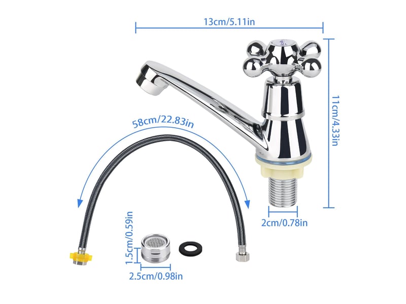  Robinet de salle de bain simple robinet d'eau froide lavabo moderne robinet de lavabo chrome robinetterie de salle de bain lavabo pour lavabo  - Conforama B