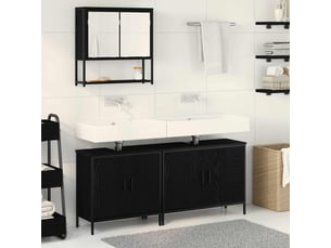 Ensemble de mobilier de salle de bain 3 pc noir 80 x 30 x 60 cm cf64420